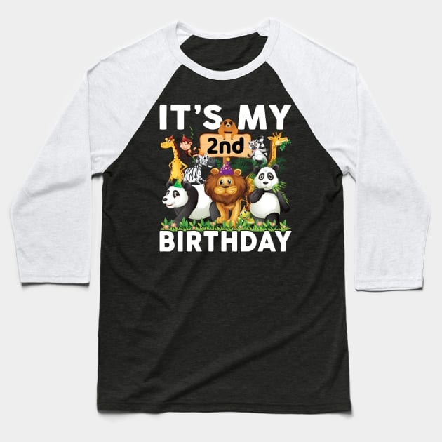 Safari Zoo Animals Lover Birthday Shirt Its My 2nd Birthday Party Baseball T-Shirt by Sowrav